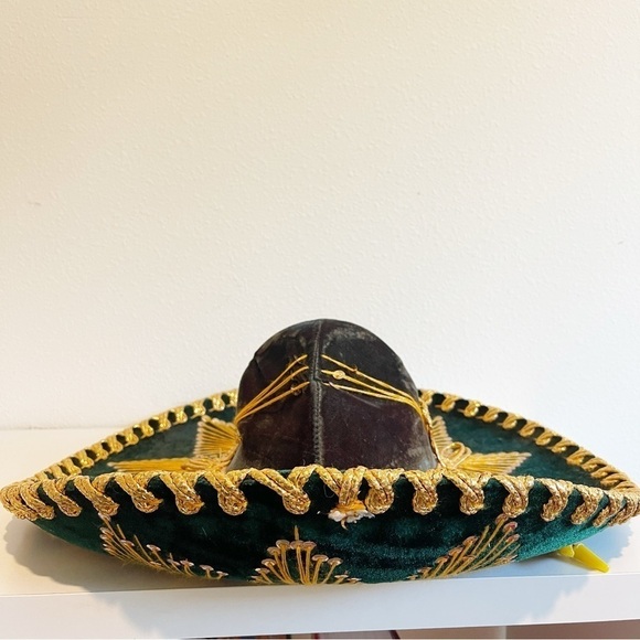 Salazar Yepez Mariachi Mexican Sombrero Green Gold Sequins - Picture 2 of 11